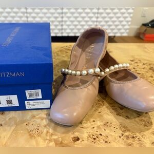 Stuart Weitzman Goldie ballet flat with pearl strap